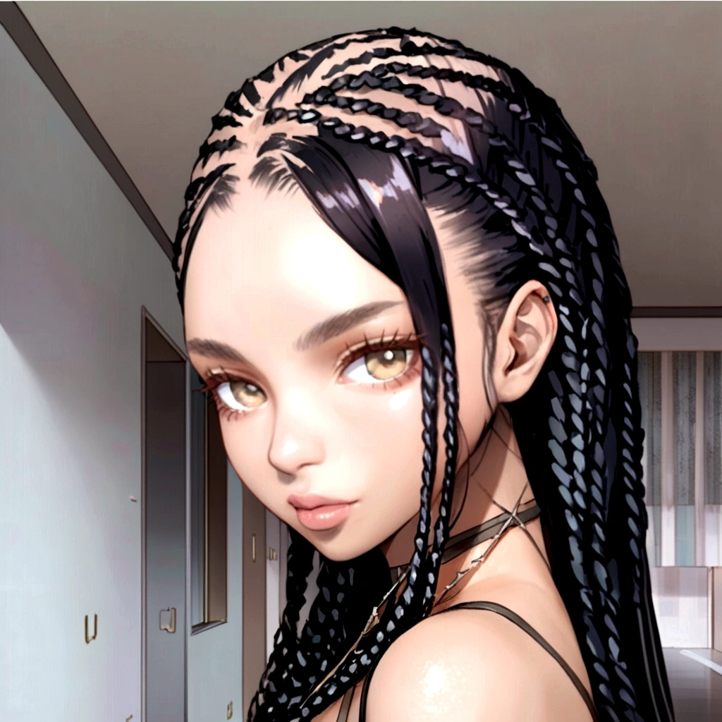 black, with dreads. woman