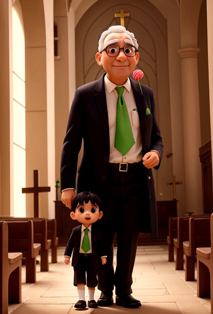 Lollipop leaves with Father José Pedro to work with him in the church,