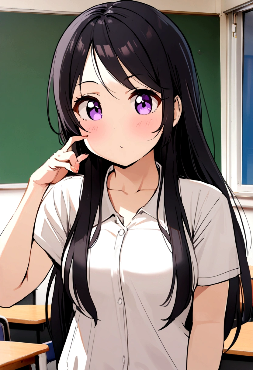 1girl in, 30 years old, Square face, Long hair, Looking at viewer, jewelry, Reality, Sexy, student clothes , classroom background, free pose
