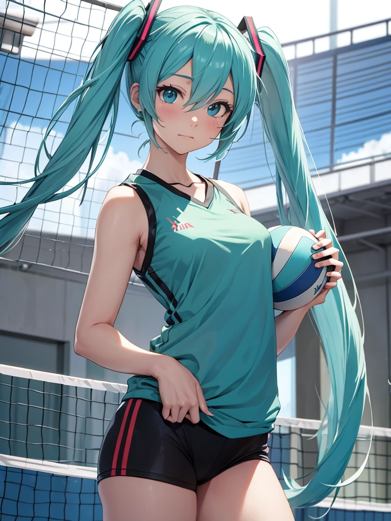 Hot Hatsune miku, playing voleiball