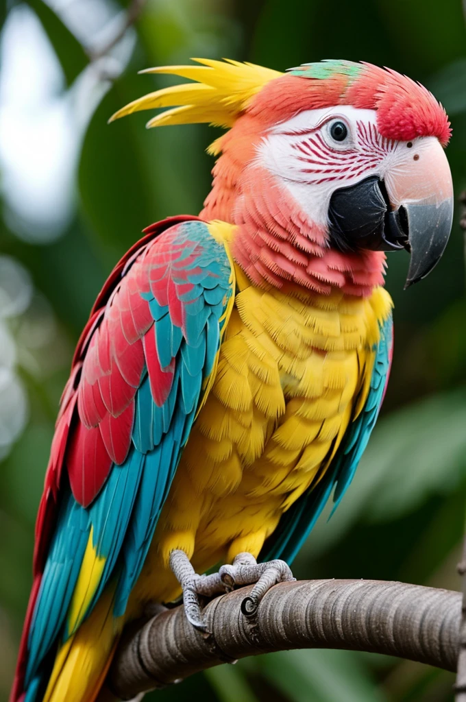 A parrot with pink lucas and blonde hair
