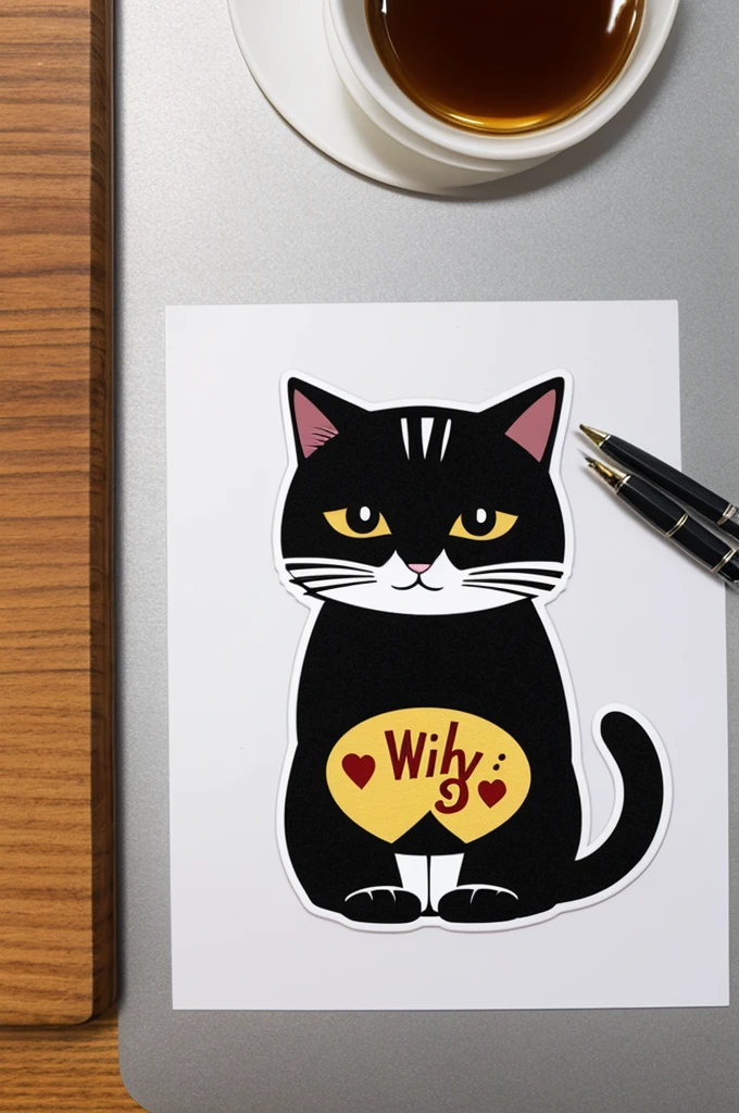 cat, she was, student, 2D sticker