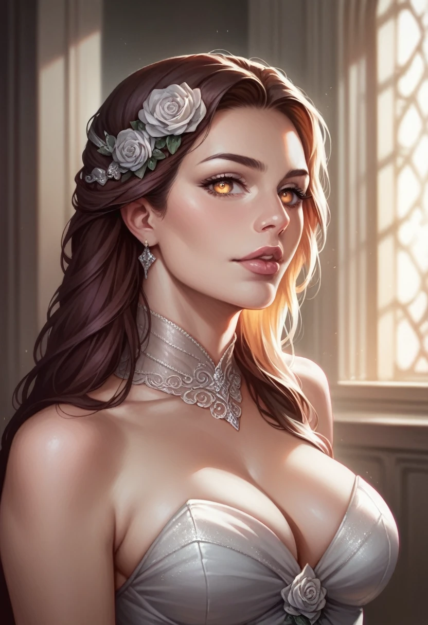 a sexy woman, beautiful detailed eyes, beautiful detailed lips, extremely detailed face and body, sensual expression, elegant dress, seductive pose, warm lighting, cinematic, dramatic colors, fantasy, high quality, photorealistic, 8k having sex
