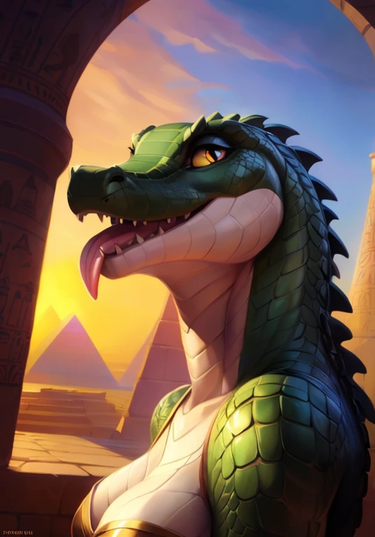 Uploaded on e621, by Pixelsketcher, by Bayard Wu, by Thomas Benjamin Kennington , by Einshelm, solo anthro, ((face portrait)), BREAK, ((mouth closed, tongue out)), Crocodile hissing, sweet look, (detailed Bonifasko lighting), (detailed scales), (detailed skin), (yellow Crocodile, yellow Crocodile, yellow Crocodile), (slit pupils), (her own hands holding her own face), BREAK, ((Crocodile hissing)), ((SFW)), ((long thick colorful tail)), ((facing viewer)), (cinematic lighting), ((detailed background)), ((face portrait view)), (((face view))), (half body shadow), [backlighting], [crepuscular ray], [detailed ambient light], [gray natural lighting], [ambient light], (higher wildlife feral detail), [explict content], [sharp focus], (questionable content), (shaded), ((masterpiece), hissing, her own hands holding her own face, medium scales breasts, breasts, furry colorful Crocodile, Crocodile face, furry Fantasy Art, furry Art, Commission for High Res, anthro Art, Art,Sakimichan beautiful, masterpiece, medium breasts, best quality, detailed image, bright colors, detailed face, perfect lighting, perfect shadows, perfect eyes, girl focus, Crocodile eyes, flawless face, big breasts, slit pupils, face focus, ((long thick colorful tail)) Crocodile, Crocodile girl, scales, scales woman, Crocodile nose, large long muzzle, colorful scales, gaze at the viewer, half-closed eyes, 1girl, solo, (masterpiece), (best quality), (illustration), (cinematic lighting), detailed scales, balanced coloring, global illumination, ray tracing, good lighting, scales, anthro, showing scales breasts, cleavage, looking at viewer, seductive look, SFW, egyptian queen clothes