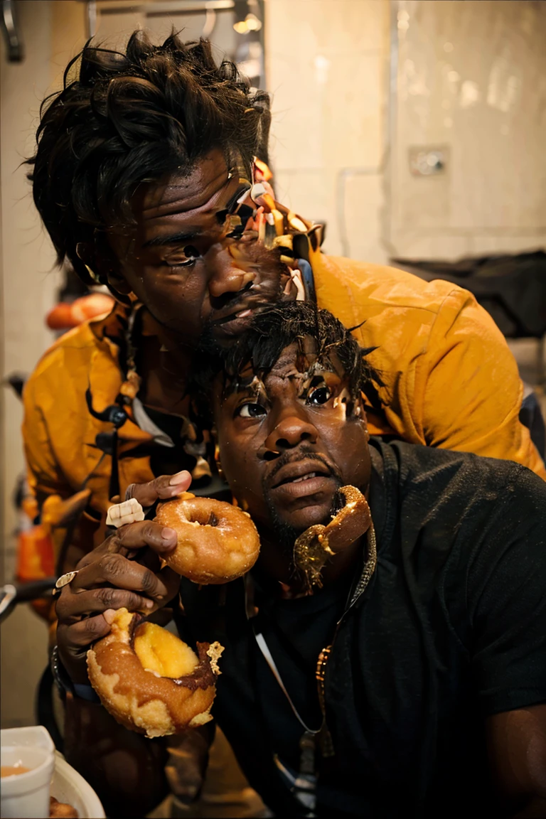 Son goku eating a donut with Kevin hart