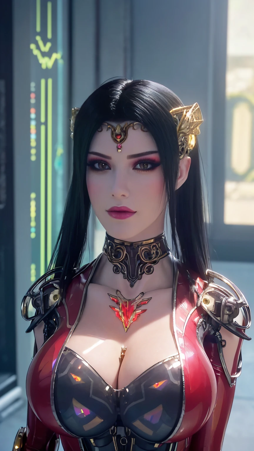 （lifelike， high - resolution：1.3）， 1 girl with a perfect body， Super fine face and eyes，slong hair， big boob，Expose cleavage5)), lightning, hyper-realistic graphics, most realistic graphics, 1 girl, alone, solo, Extremely sharp, surreal image.
