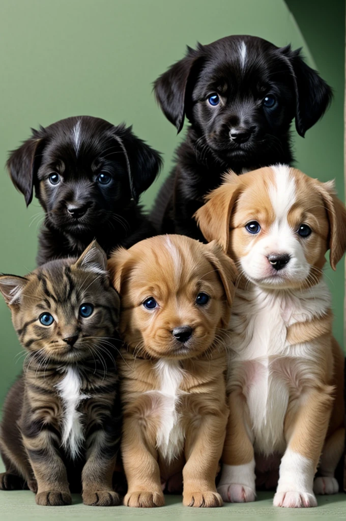 Puppies and kittens background 