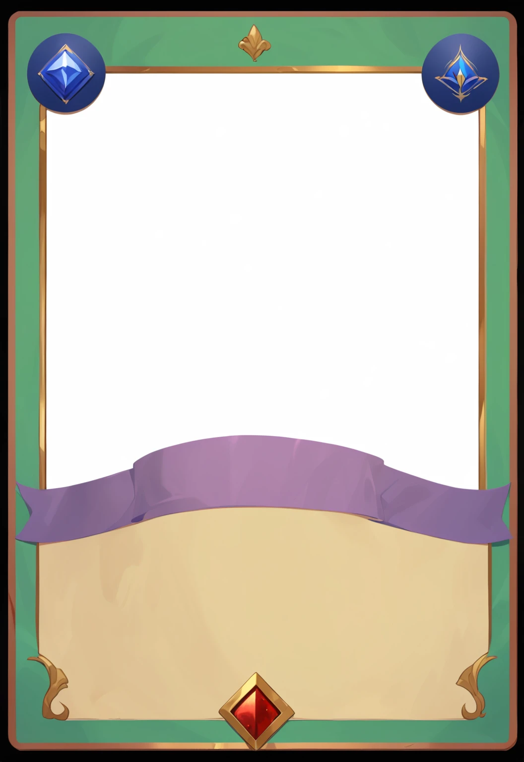 A card border UI,Medieval European aristocracy design,Noble and elegant dark style,Redwood frame,Parchment backing,There are blood stains on it。Deep Red、Emerald Green、Gold main tone。