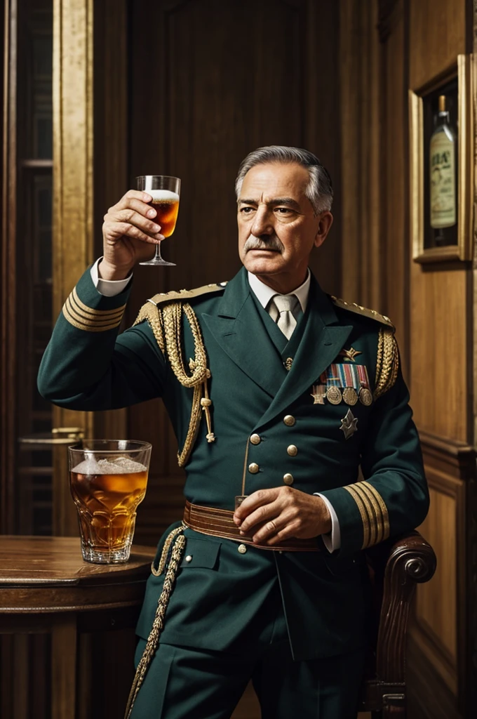 General San Martin with a glass of Fernet in his hand