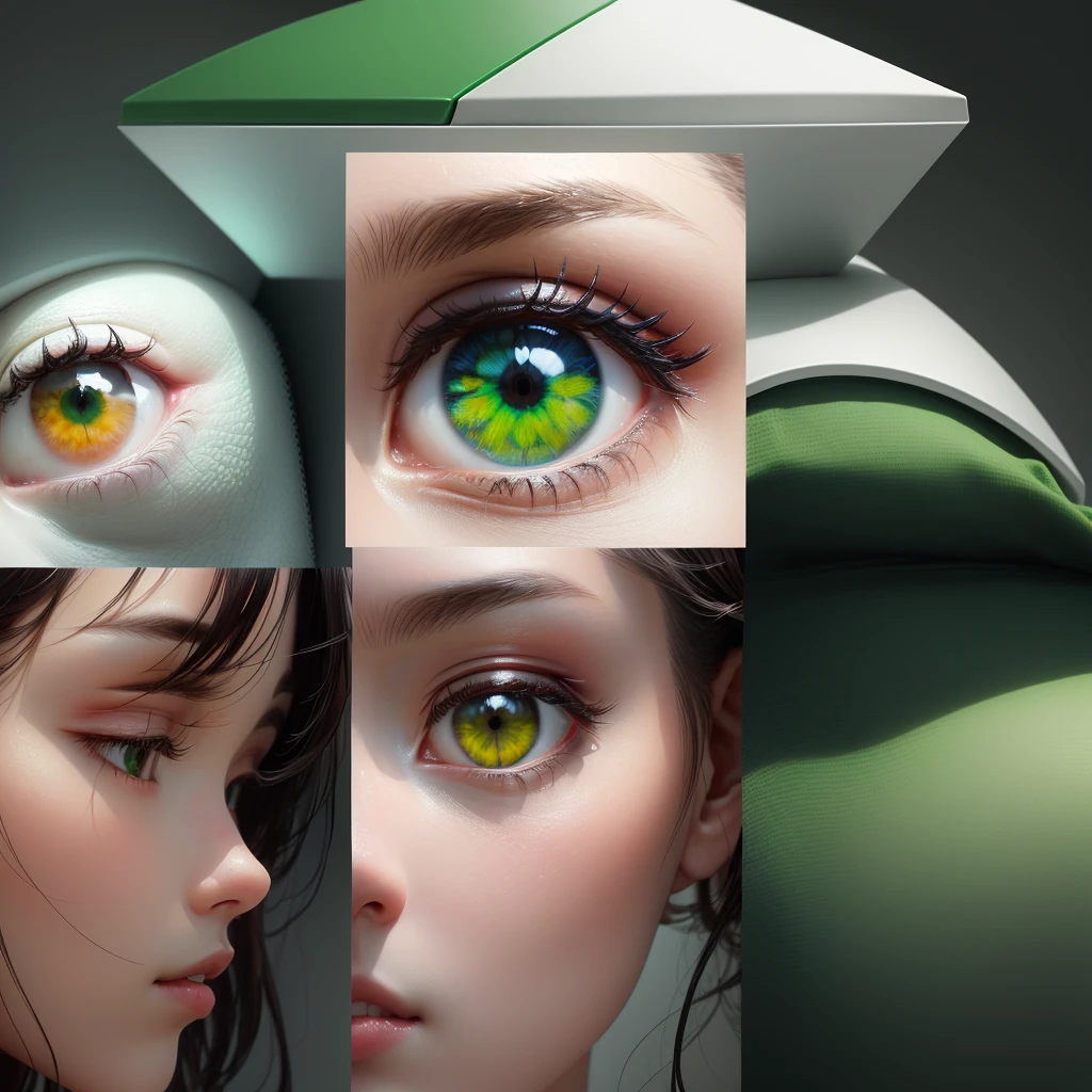 a close-up of a white object with a green line, 3/4 view realistic, side profile centered, centralized side view profile, side view centered, 2d side view, 3/4 view from below, Perspective image at eye level, 3/4 view, 3 / 4 view, close up profile view, above side view, profile view perspective