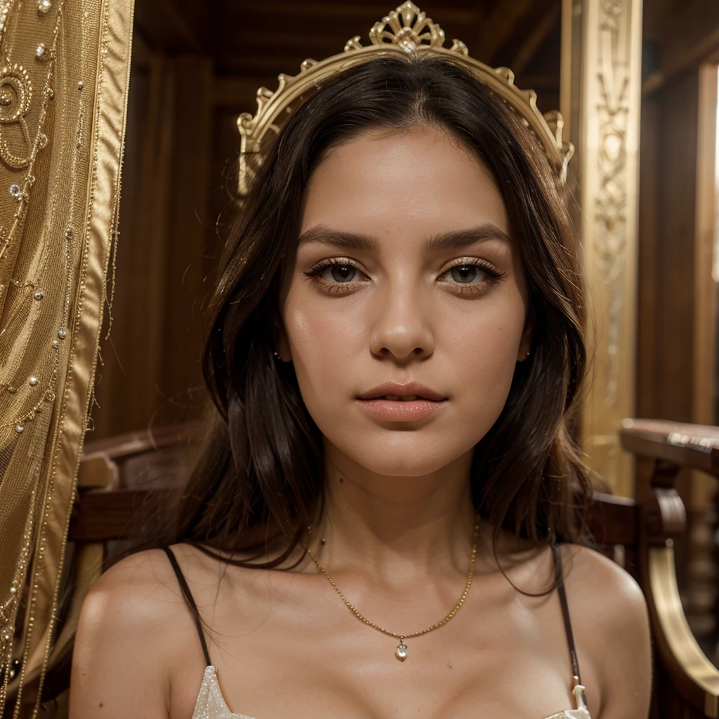 1girl in, 30 years old, Square face, Long hair, Looking at viewer, jewelry, Realistic, Sexy, Greek gods costume, temple - throne-sky-cloud , free pose