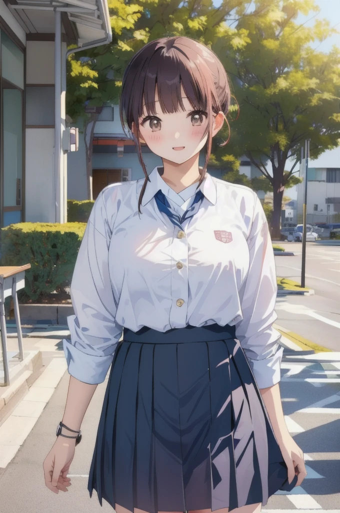 high school girl、Japanese 、classroom、Pull up your skirt、Showing panties、黒いShowing panties、Blushing、