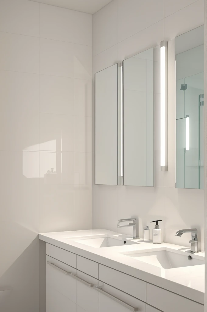 White cream product background in an illuminated bathroom