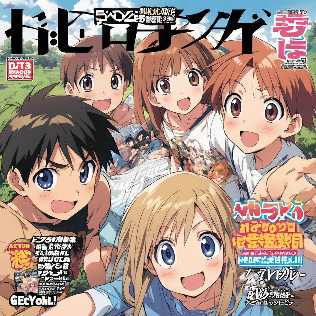 manga shonen, cover magazine, action shonen manga, boys and girls