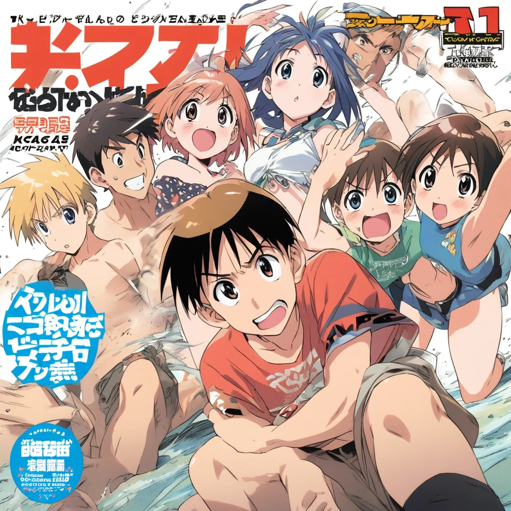 manga shonen, cover magazine, action shonen manga, boys and girls