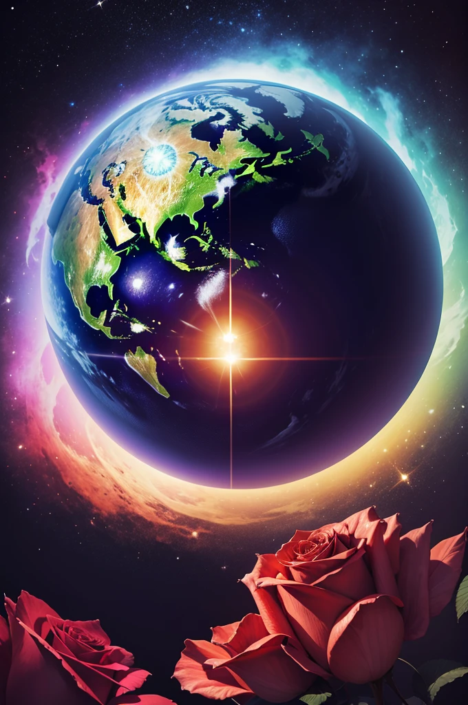 An astronaut holding a planet，close up，Glowing fluorescent feeling，Transparency，dream，Monet's color scheme，by James Turrell James Turrell，Texture Matte，high quality，High Definition,Rose red，blue，Neon light，black background，