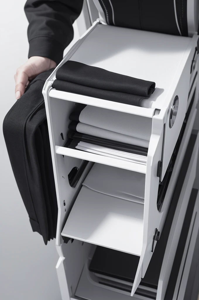Machine that folds clothes, draw in black and white only 