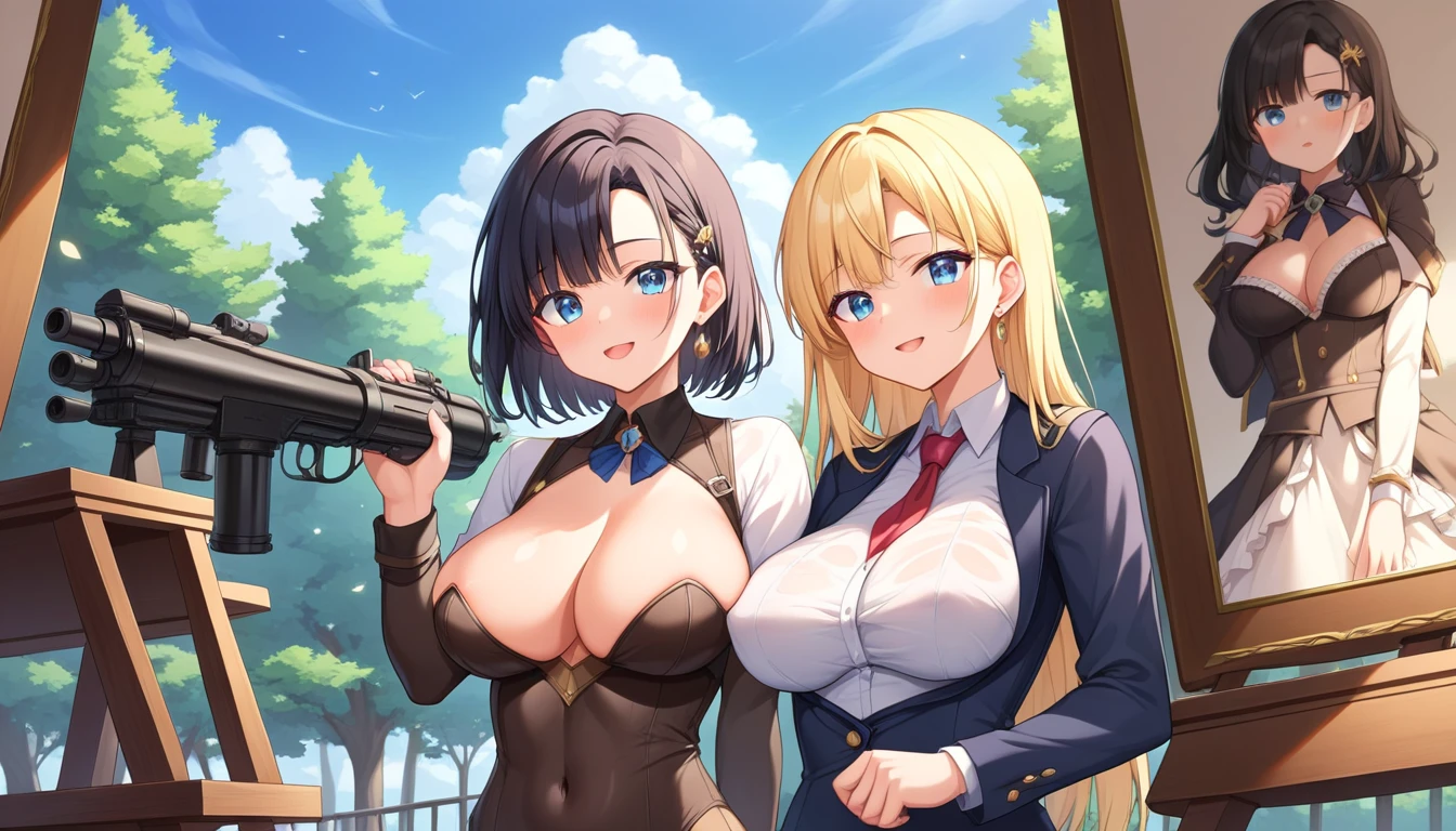 ((multiple girls:1.3)), ((moe style:1.3)), ((cowboy suit:1.3)), ((cool pose:1.3)), ((minigun:1.3)), ((renaissance painting:1.3)), ((large breasts:1.3)), ((centerfold:1.3)), ((extremely feminine:1.3)), perfect hands, ((perfect face)), ((extremely cute:1.3)), ((masterpiece)), ((8k)), ((best quality)), ((beautiful)), ((extremely detailed:1.3)) , ((absurdres)), AddXL, ((score_9:1.3)), ((score_8_up:1.3)), ((score_7_up:1.3)),