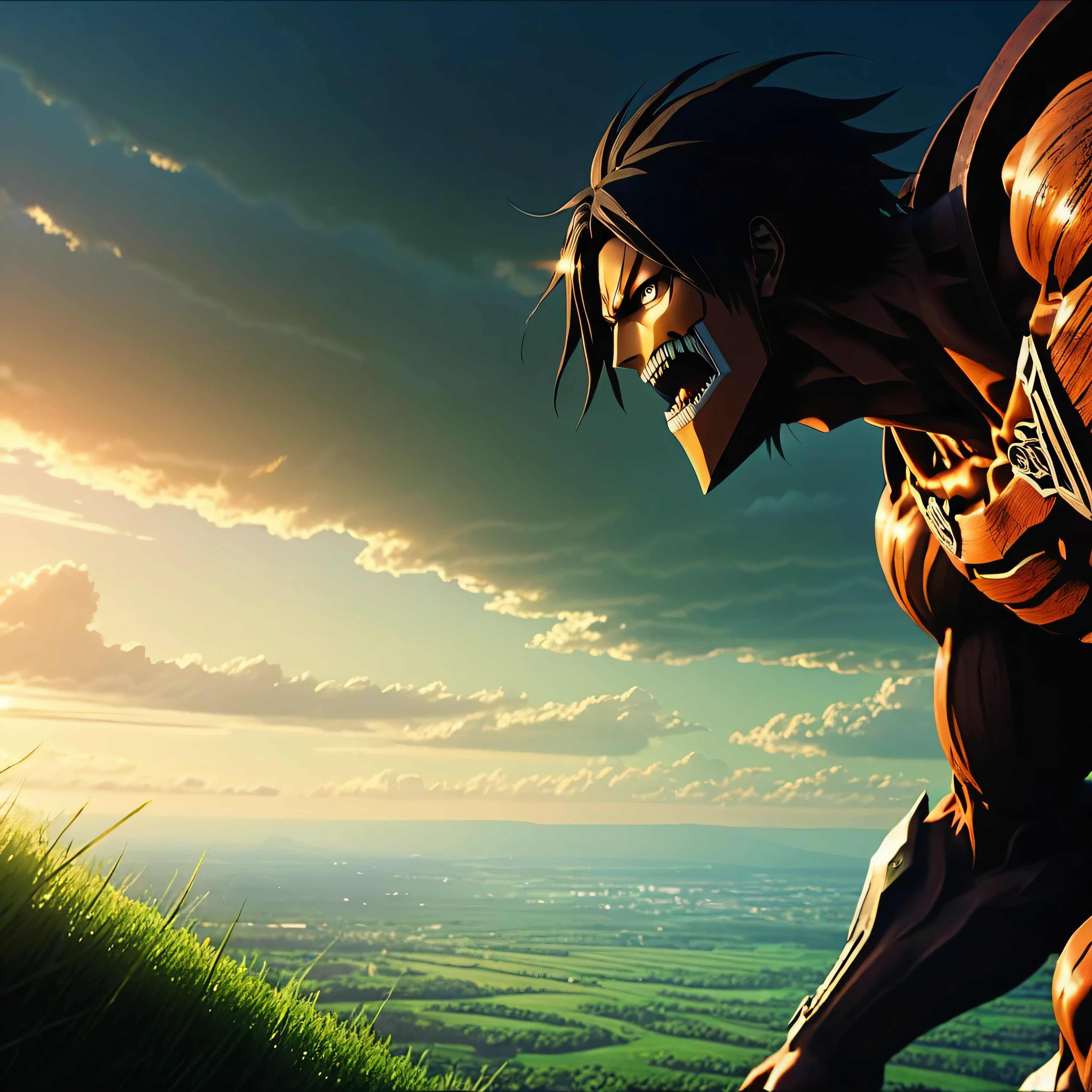 Attack on Titan, angry Giants, dark and gritty, Studio Ghibli, Anime Key Visual, by Makoto Shinkai, Deep Color, Intricate, Natural Lighting, Beautiful Composition, (32k, ultra highest quality, epic masterpiece), (ultra Realistic, ultra professional photoRealistic: 1.37), Super detailed, ultra sharp-focus, ultra highdef, ultra highres, raw, nsfw, --v 6 --s 1000 --c 20 --q 5 --chaos 100