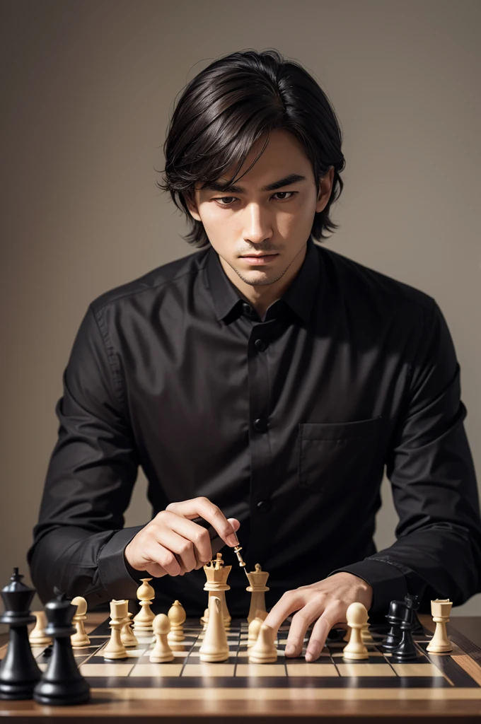 Make a mysterious man playing chess that scared