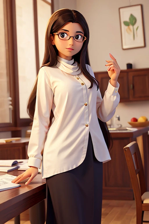 young arab woman with glasses and long hair