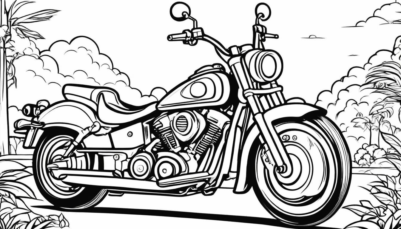 A cute motorcycles, cartoon, ,Coloring Book, ColoringBookAF,