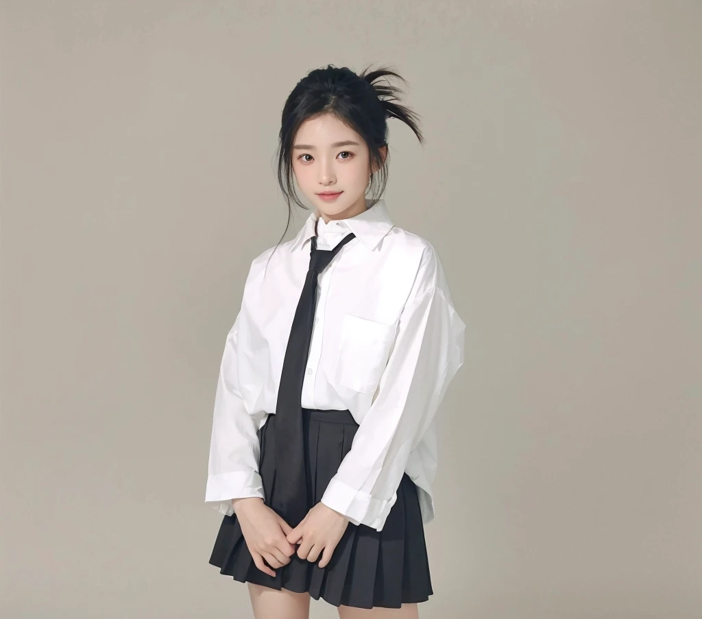 (original photography、Top quality)、(Realist、Realism:1.3)、masterpiece、Extremely refined、a very detailed、CG、Unite、8K、amazing、Details、Ultra Detailed、High resolution、absurd、Soft Light、(A black-haired one、Medium Length Hair、Bangs)、Detail of beautiful girl、Detailed fingers、Extremely detailed eyes and face、Beautiful and delicate nose、Beautiful and delicate eyes、(Glow on the face)、Looking at the audience、(close)Mouth:1.2)、1 girl、Kawaii、young、adult face、White skin、(Half body:1.3、seat)、(Mid-chest)、Lifelike face、Realistic body、Beautiful thighs、(ulzzang-6500-v1.1: 0.6)、Black shirt、Parka、(Half-smile:1.3)