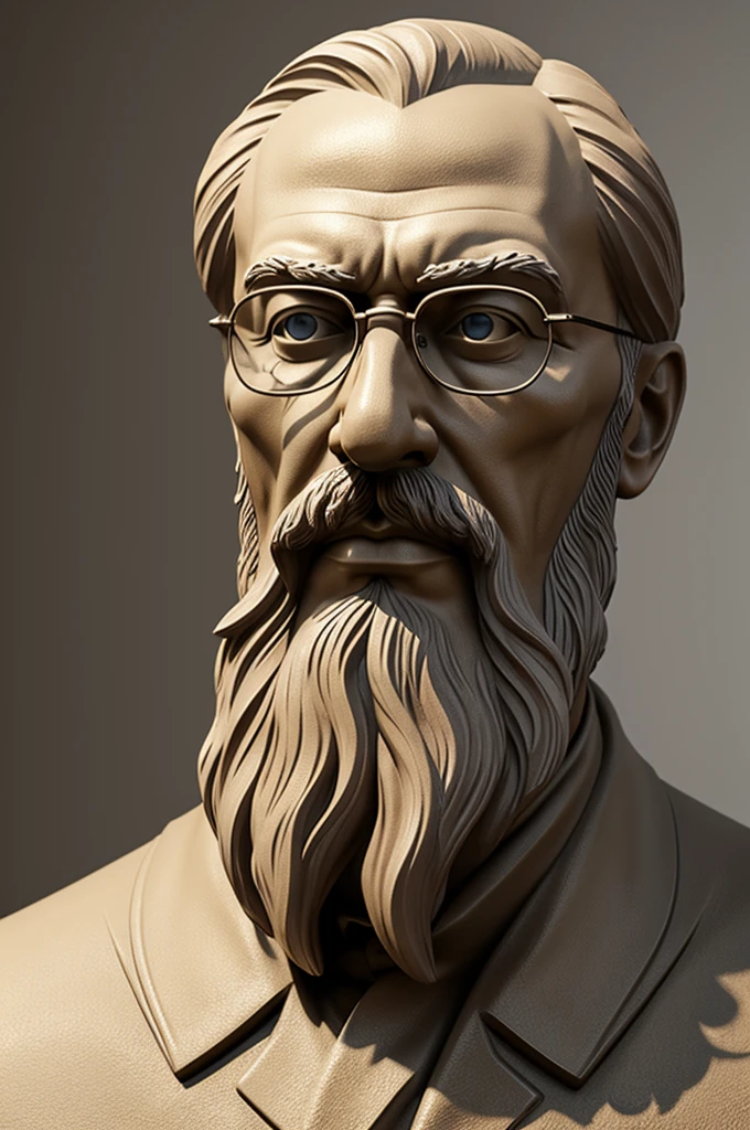 Realistic 3D image of Rimsky Korsakov sculpture in neutral colors