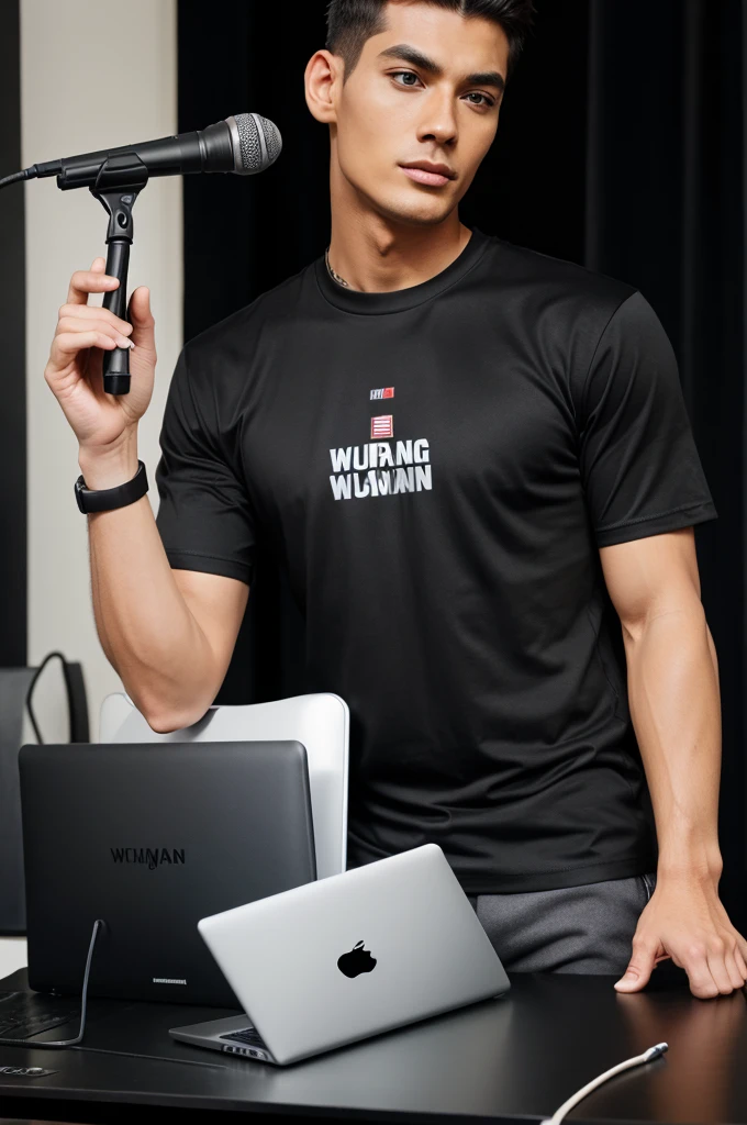 Wungman black t shirt laptop microphone