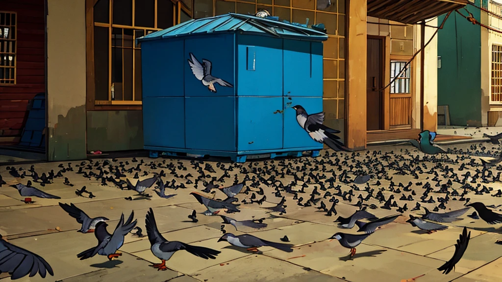 birds, birds pigeons, floor, periphery, shanty town