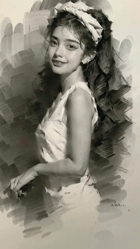 Portrait sketch,1 handsome,fashion hair,Arab face,Squint at the audience,Pouting and laughing,sketching
