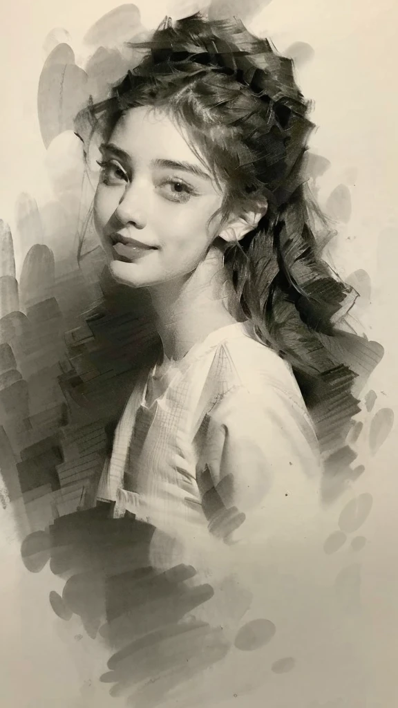 Portrait sketch，1 handsome，fashion hair，Arab face，Squint at the audience，Pouting and laughing，sketching