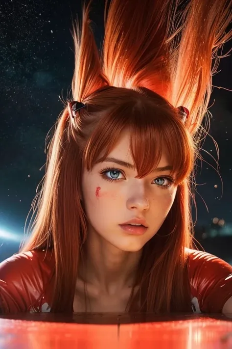 (best quality), high resolution, portrait of asuka langley soryu, beautiful pretty mixed german babe, (beautiful face), sexy kis...