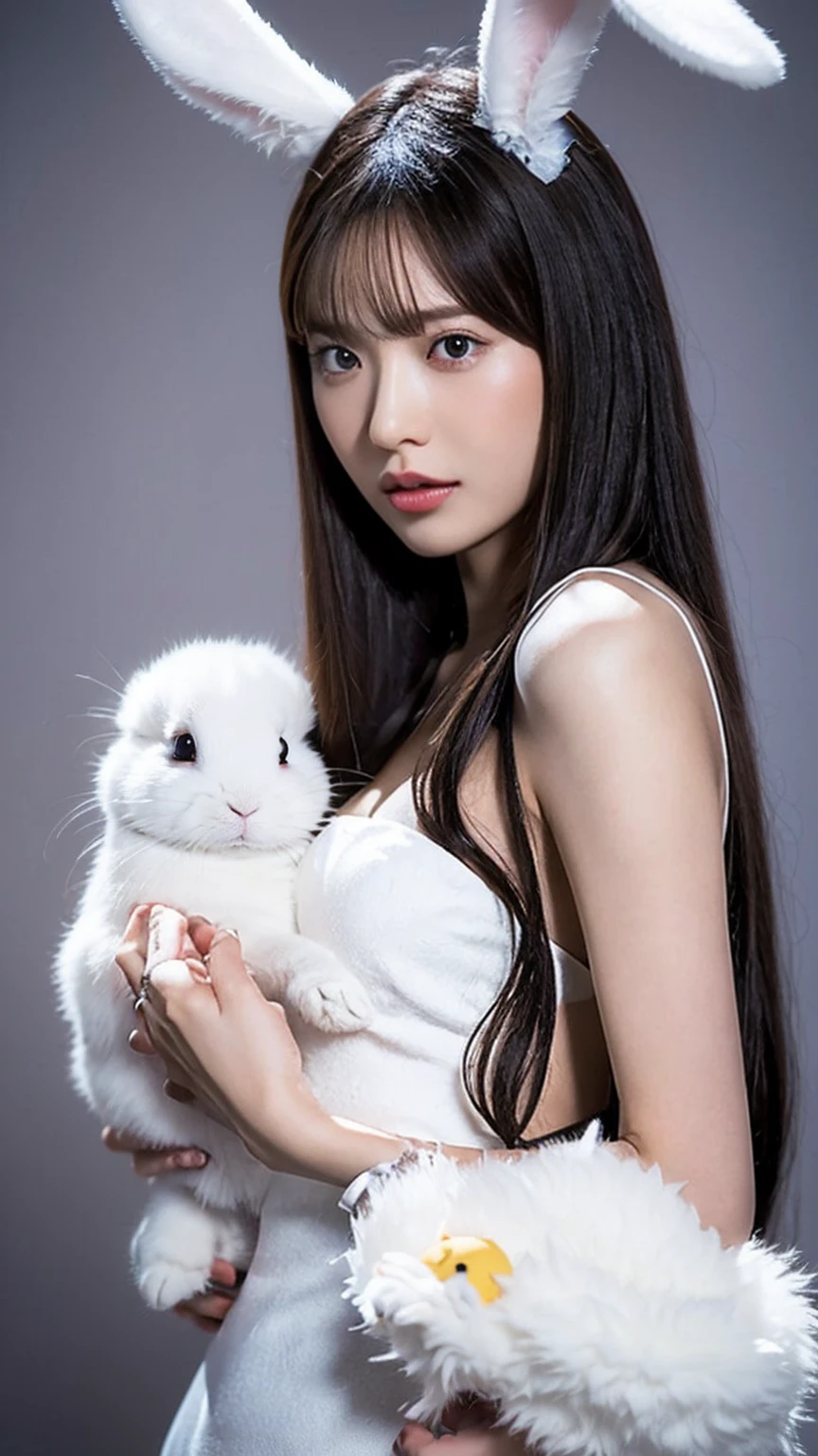 Anime girl with rabbit ears holding a white rabbit in her arms, artist art gelm i and wlop, art of Wlop, wlop and ross tran, art gelm and wlop, art gelm. Anime illustration, art of Wlop and greg rutkowski, Neo-artcore and Charlie Bowter, art gelm and rossdraws