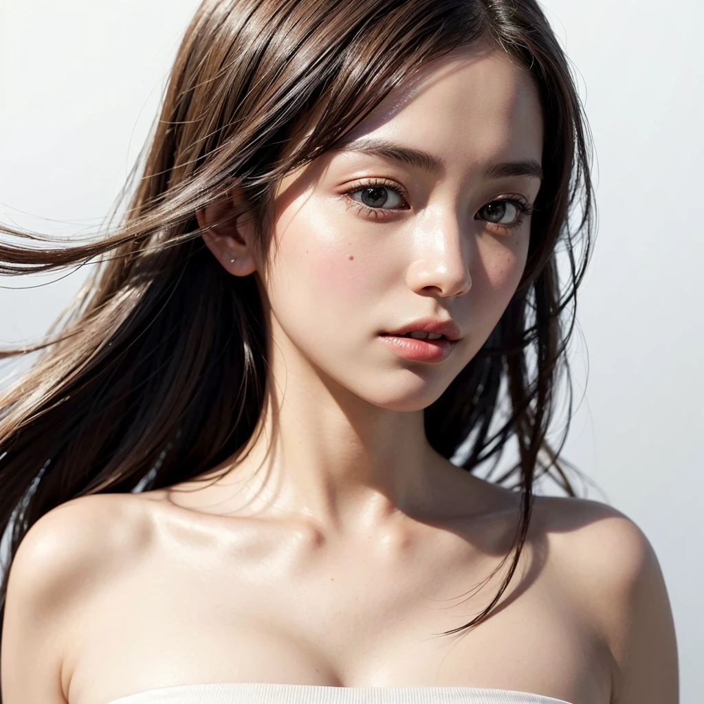 (1 Alluring beautifil woman:1.4), (Japanese face:1.3), (White background:1.2), ((White background:1.4)), ((White background:1.6)), looking at the viewer, official art, extremely detailed CG unity 8k wallpaper, Colorful, (masterpiece:1.2),(best_quality:1.2), ultra high res,4K,ultra-detailed, photography, 8K, HDR, high res, Kodak Portra 400, film grain, bokeh:1.2, lens flare, hyper-realistic, realistic, PHOTOREALISTIC, RAW photo, (fair skin), (transparent skin), (perfect face), super detailed beautiful skin, (skinny:1.2), (Face only:1.4), ((Face only:1.6)),