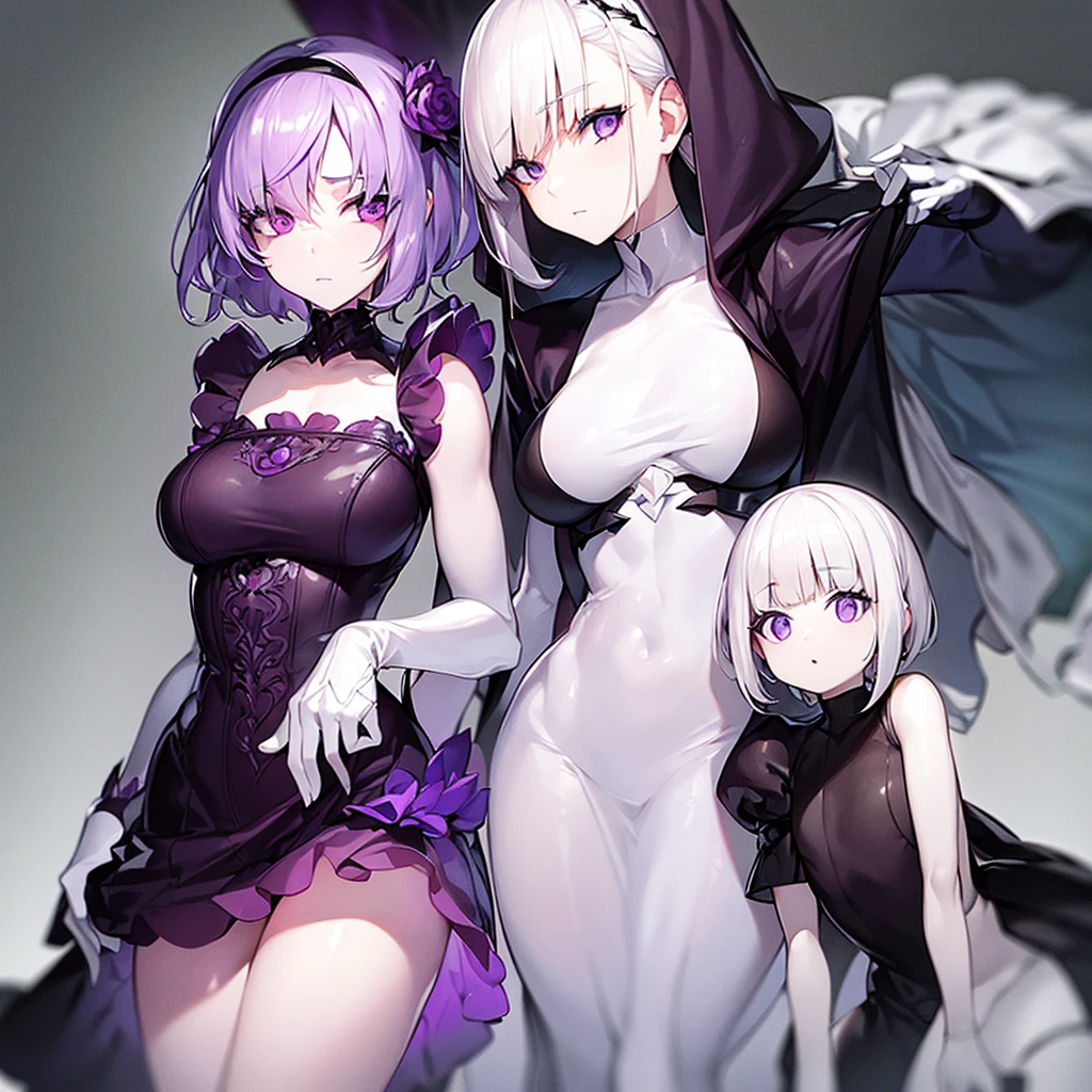 An albino woman with doe eyes and fair skin,purple eyes and cute 