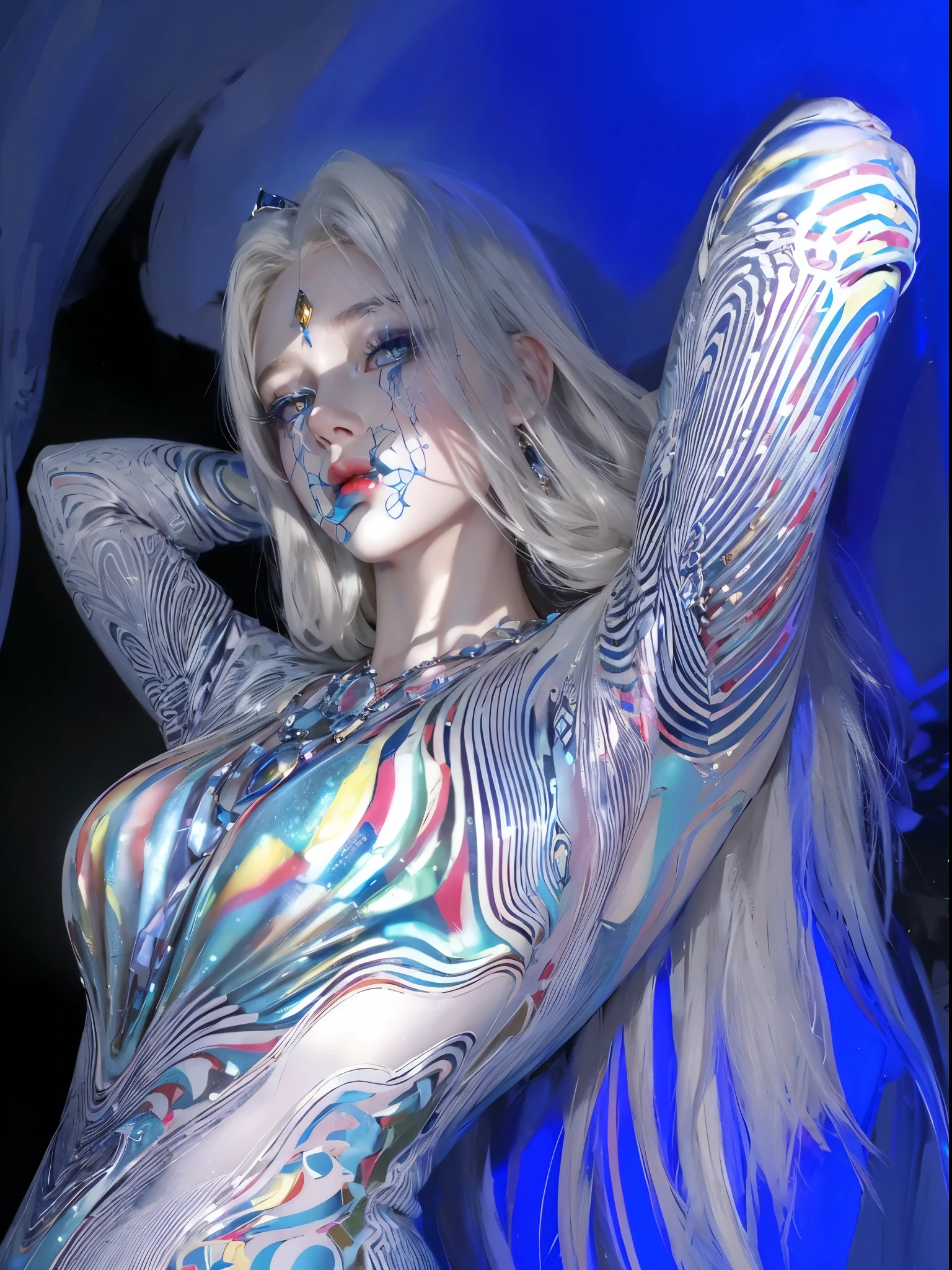 Super detailed, Delicate face, Realistic style, Stock Photography , rich and colorful, Surrealism, Realistic textures, Dramatic Lighting, Thin Film Distiller 800 (8K, original photo, Better quality, masterpiece: 1.2), Super detailed, (Extremely delicate skin: 1.2), 8K 超高清, SLR camera, Soft Light, high quality,Snow Queen,ice castle,Blue pupils,Apply red lipstick,Ultra-clear portrait,Wearing necklace jewelry,apply lipstick,Wear heavy makeup,The facial texture is very clear,Deep blue eyes(Sapphire-like pupils),A crown of luxury,Diamond necklace,Lace Print,Beautiful goddess,Gorgeous and exquisite gold jewelry,breasts symmetrical