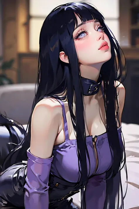 1girl, close up of face, adult, hinata hyuga, the last, shy girl, long black hair, blunt bangs, dark hair, voluminous hair, lave...