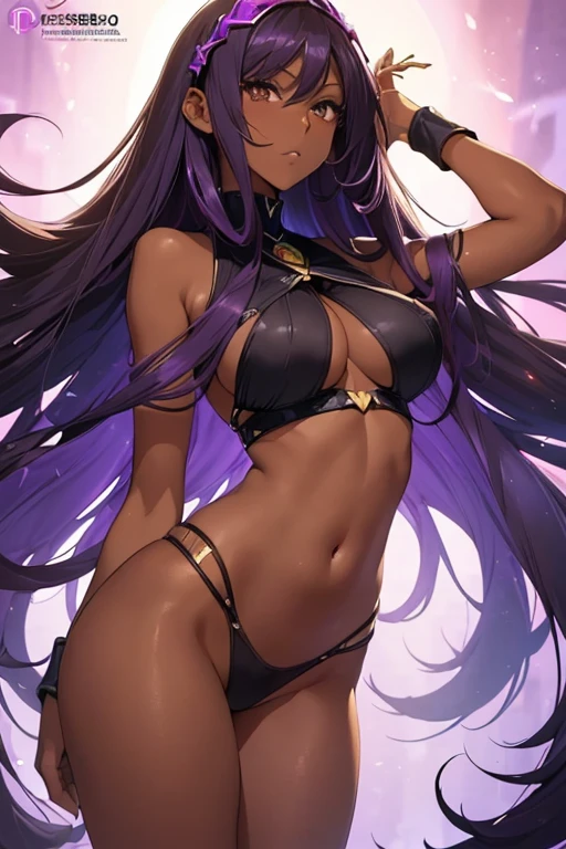 (Girl),(anime),(Young),(super beautiful),(Super mega dark skin:1.5),(brown eyes),(hot),(long purple hair),(slender slim body with physical attributes like big boobs with bust size 230 cm in Length),(sexy ass),(structured body),(super hot)