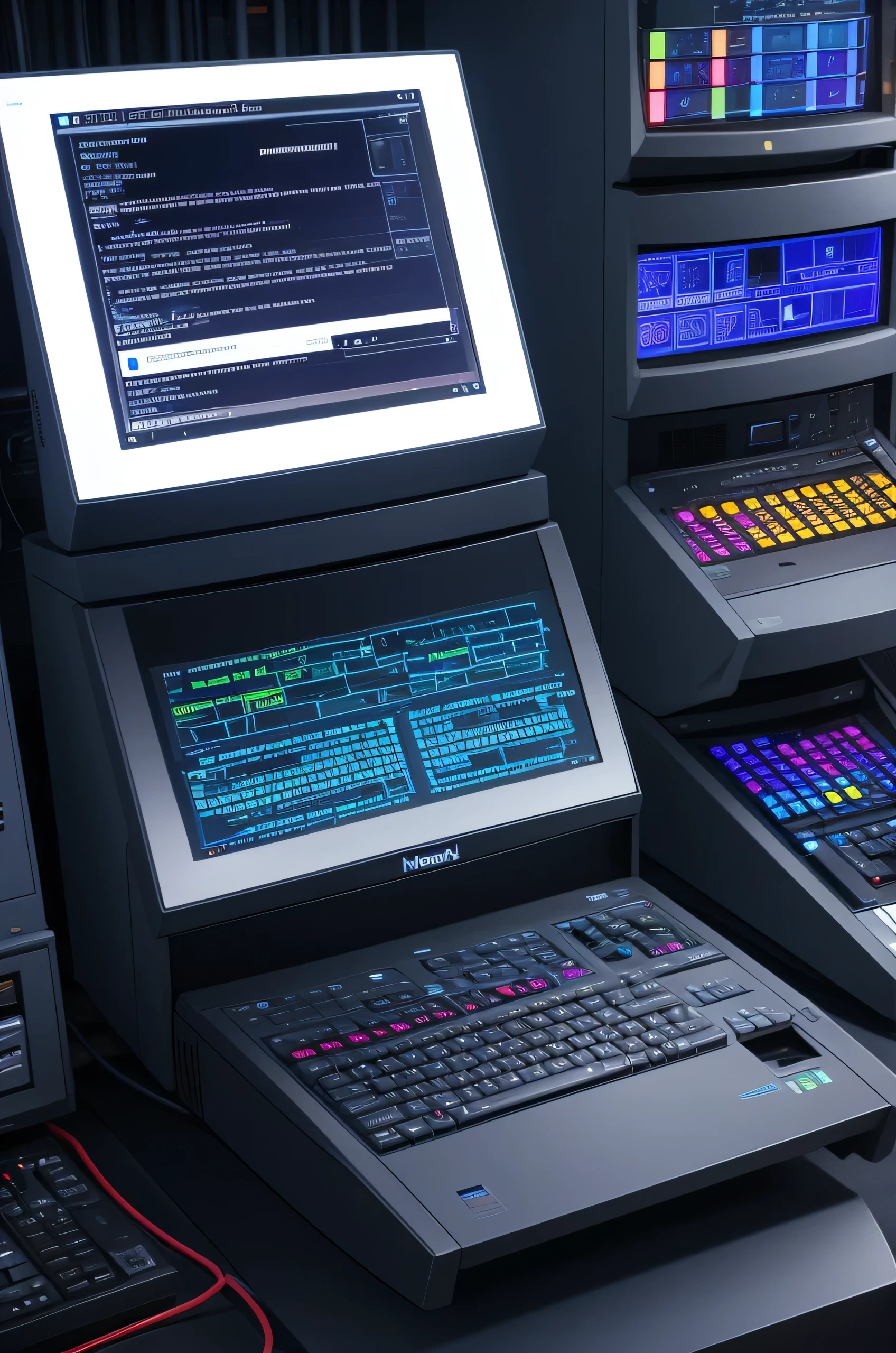 Unix computers with monotors and system graphics