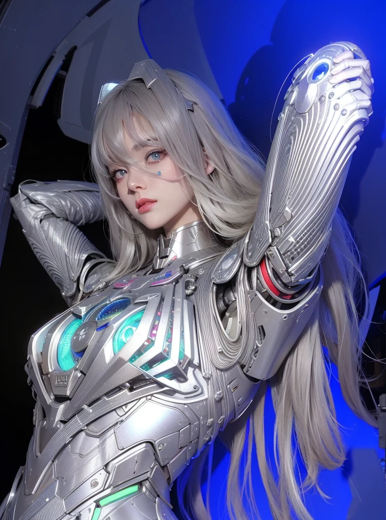 Futuristic high-tech style,best quality,Fairy Skin,(every time :1.2),eternal,Very detailed,Practical,high quality,Light,Light线追踪,Ultra HD,Upper Body, Future Iron Man Mech,shooting,Battery,Transmitter,Large caliber artillery,Rostlan 8K,Mecha Cyber Armored Girl,Wearing a cyberpunk technology helmet,Star Armor Helmet,With breathing Light,The armor of the future shines,Armed Cannon,High-tech armor,helmet,Surrealism,future technology