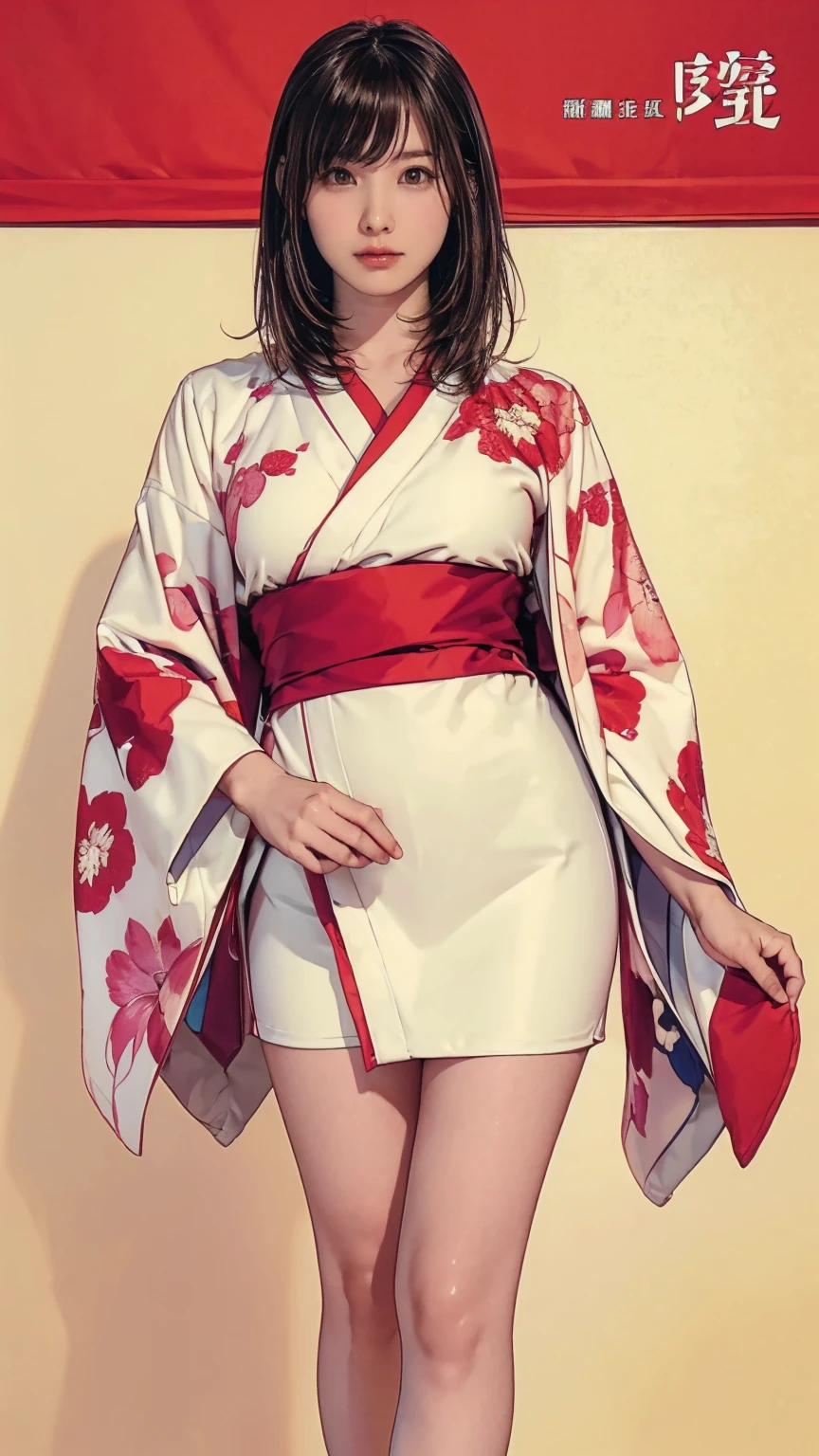 ((masterpiece)),(((Highest quality))),((Character design sheet)),Thin thighs,Long legs,masterpiece, Japanese Kimono, woman, 30 years old,
