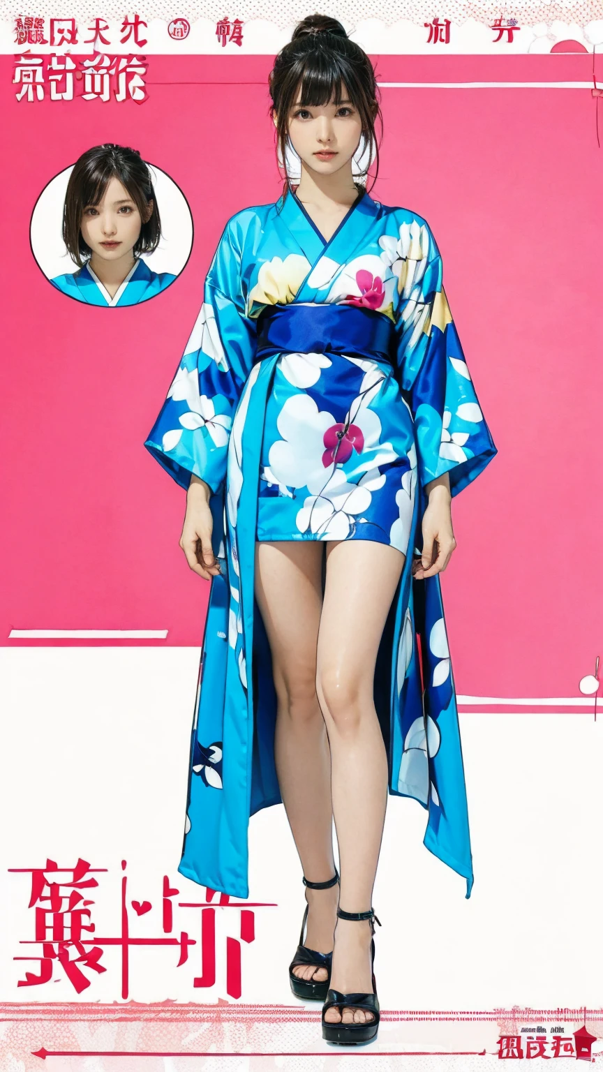 ((masterpiece)),(((Highest quality))),((Character design sheet)),Thin thighs,Long legs,masterpiece, Japanese Kimono, woman, 30 years old,