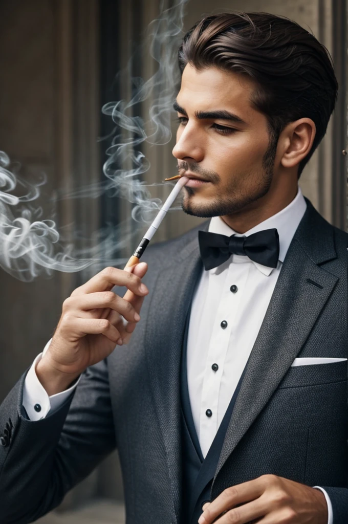 Elegant man smoking