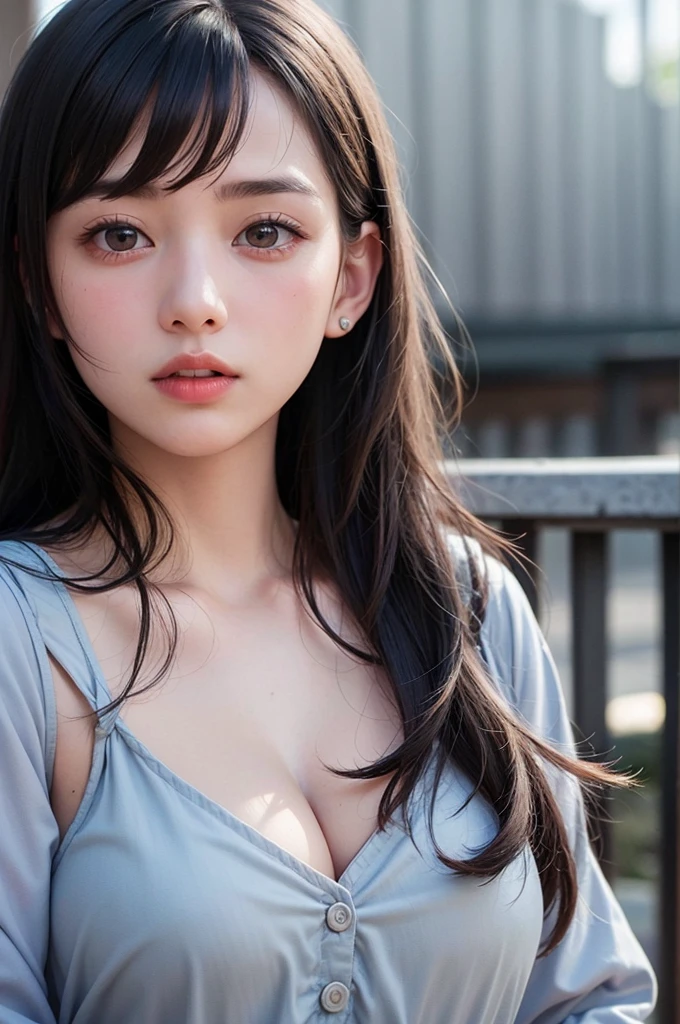 (1 nogizaka girl,raw photo,photo realistic:1.5),(best quality, high quality,HDR, highest quality,ultra high resolution,high resolution,high res,ultra high difinition,huge file size,8K,2K wallpaper,8K wallpaper,high quality texture,amazing,an extremely delicate:1.4),one girl, Japanese famous idol,beautiful face,small face,absurd,ridiculous,incredibly ridiculous,blurry background,(sundress,short hair,cleavage,no makeup:1.2),medium skin,beautiful skin,detailed skin,black hair,silky hair,detailed eyes,black eyes,Japanese nose,5-fingers,(Light Particles, Lens Flare, Luminous Particles: 0.7),looking at viewer,bright lighting,professional lighting,girl