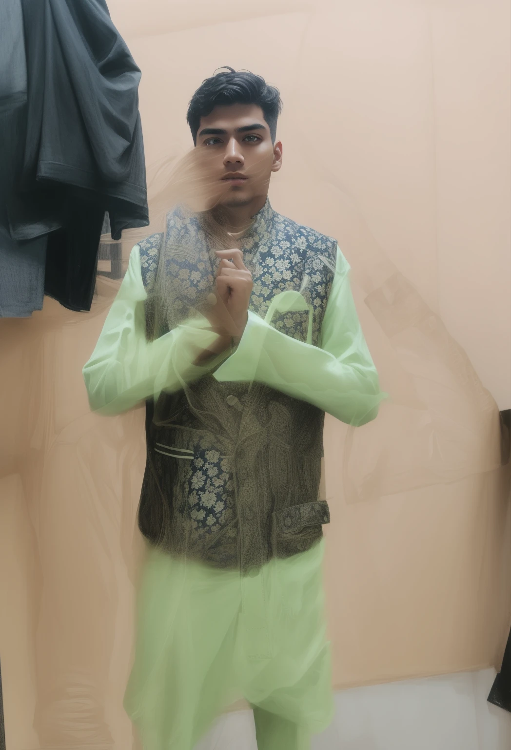 change background into dark with neon light, 4k quality, handsome,