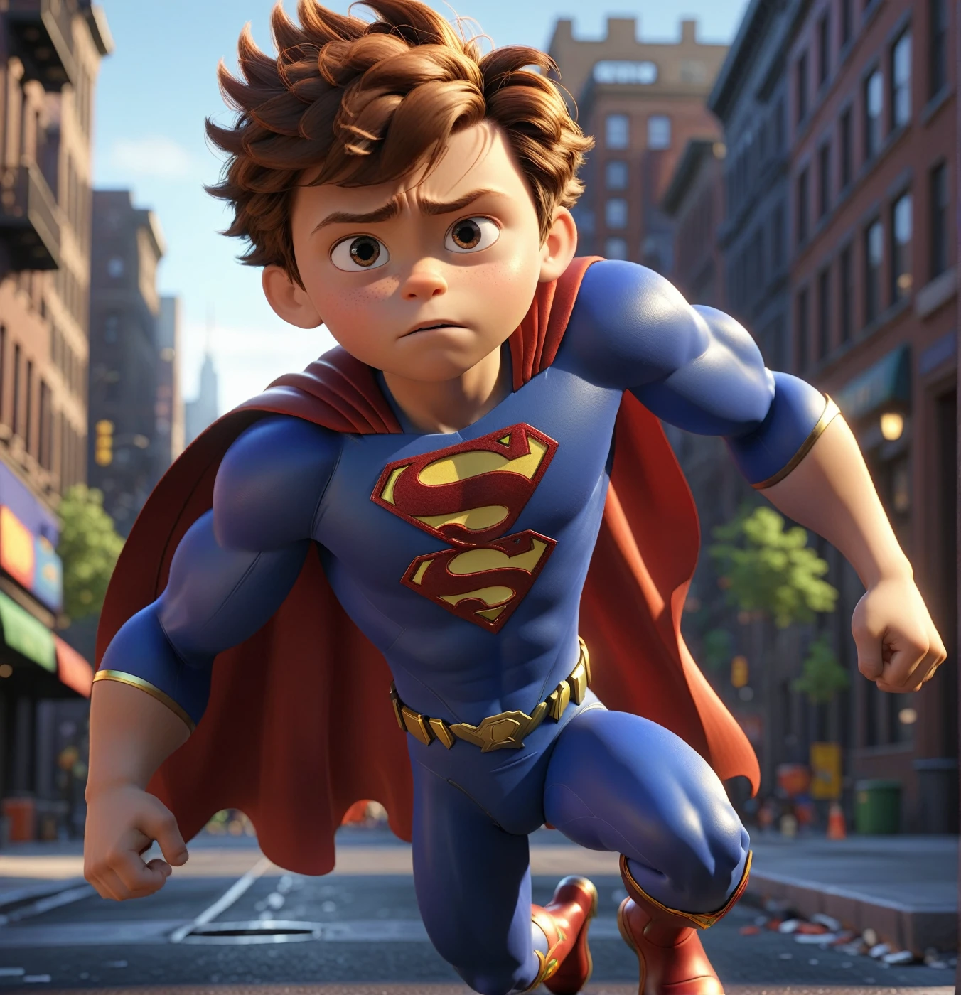(1boy,strong superhero,pixar character,middle of a city,fearless,realistic,photorealistic,highly detailed,vibrant colors,dramatic lighting,sharp focus,cinematic,award winning cg,octane render,4k,8k,masterpiece)