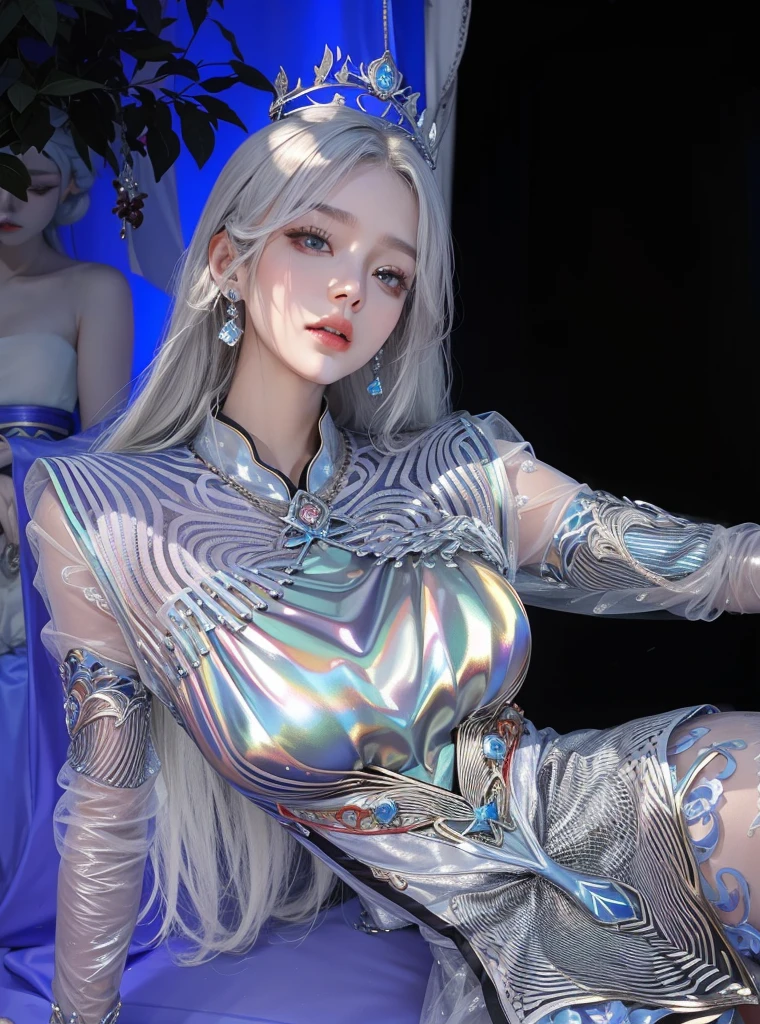 Royal sisters,精致of眼睛,Frozen Queen,把王冠戴在你of头上,详细of面部表情,Tall and big,Glamorous characters,Leg length,4K,Ultra-clear,of,White translucent lace,白皙of皮肤,Little cherry mouth,Beautiful and cute,精致of图片,丰富of面部细节,佩戴华丽of珠宝,Royal Princess,闪闪发光of宝石项链,奢华of装饰,Athena goddess,