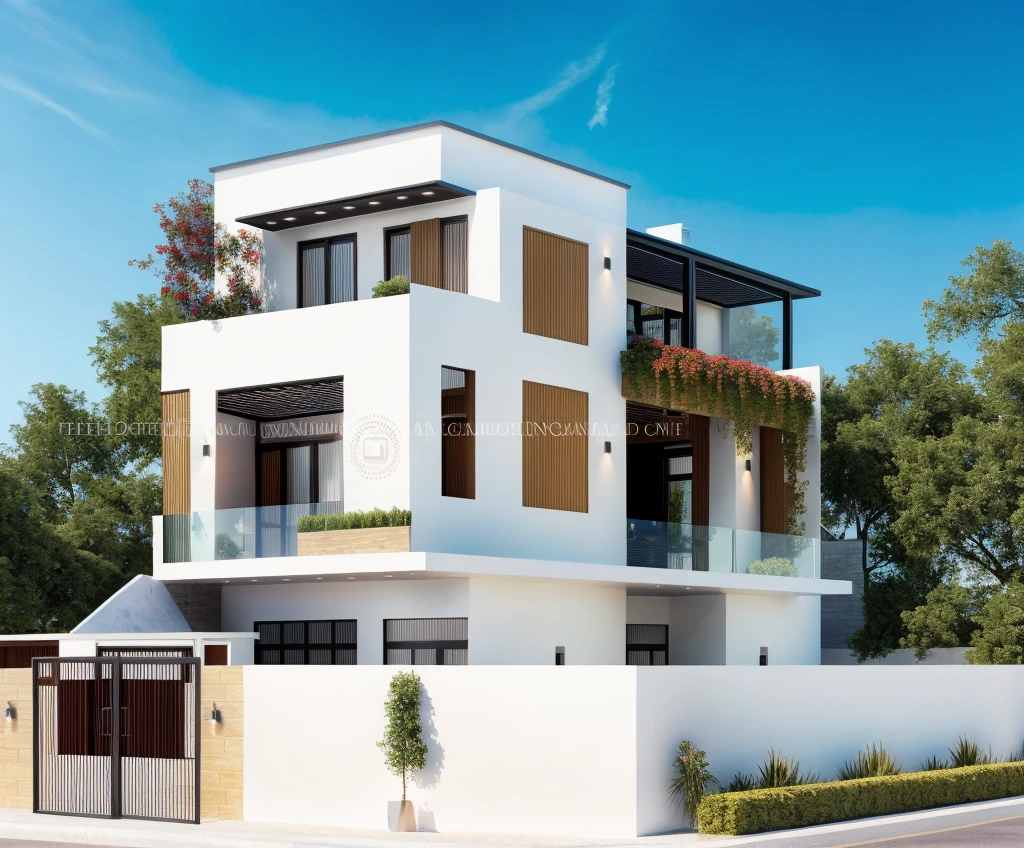 The house, The town house is made from white walls, beautyful light, beautyfulday, sunny, Many red bougainvilleas along the road:1.3, lovely youthful feeling :1.2, sunlight at 12 noon, Very beautiful shadows