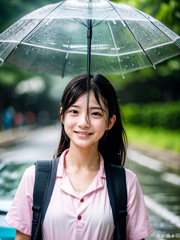 songkran,Wet roads , soaked through,drenched, Dripping, Wet Face,Wet clothes, Wet Skin, Wet Hair,A young woman with a cute face like an idol,chest,chest元が見えるデザインのメイド服,cling,RAW Photos,Genuine,Genuine,High resolution,RAW Photos,masterpiece, Genuineistic, beautiful